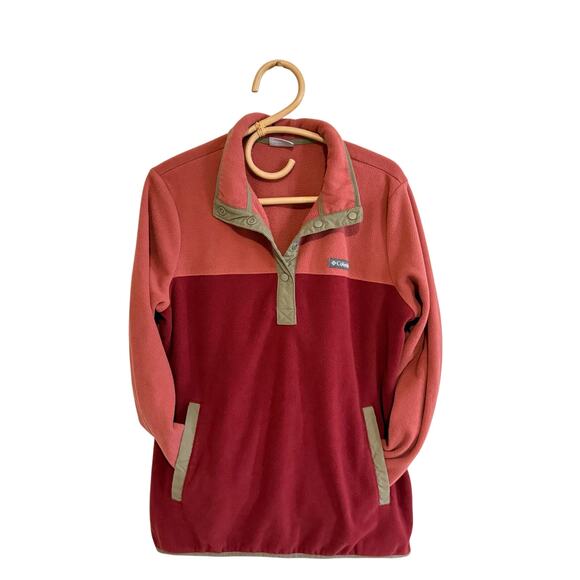 Columbia Benton Springs Coral Red Half-Snap Pullover Fleece Jacket - L - Picture 1 of 5